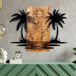Wallity Hawaii Accesorio Decorativo de Pared Negro y Nogal